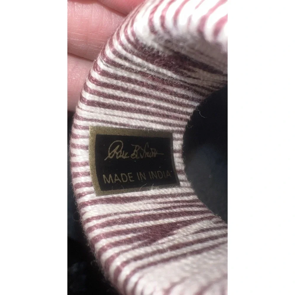 Vintage ROSE B. SMITH Red NAPKIN RINGS Set Of‎ 4 India Maroon Striped
